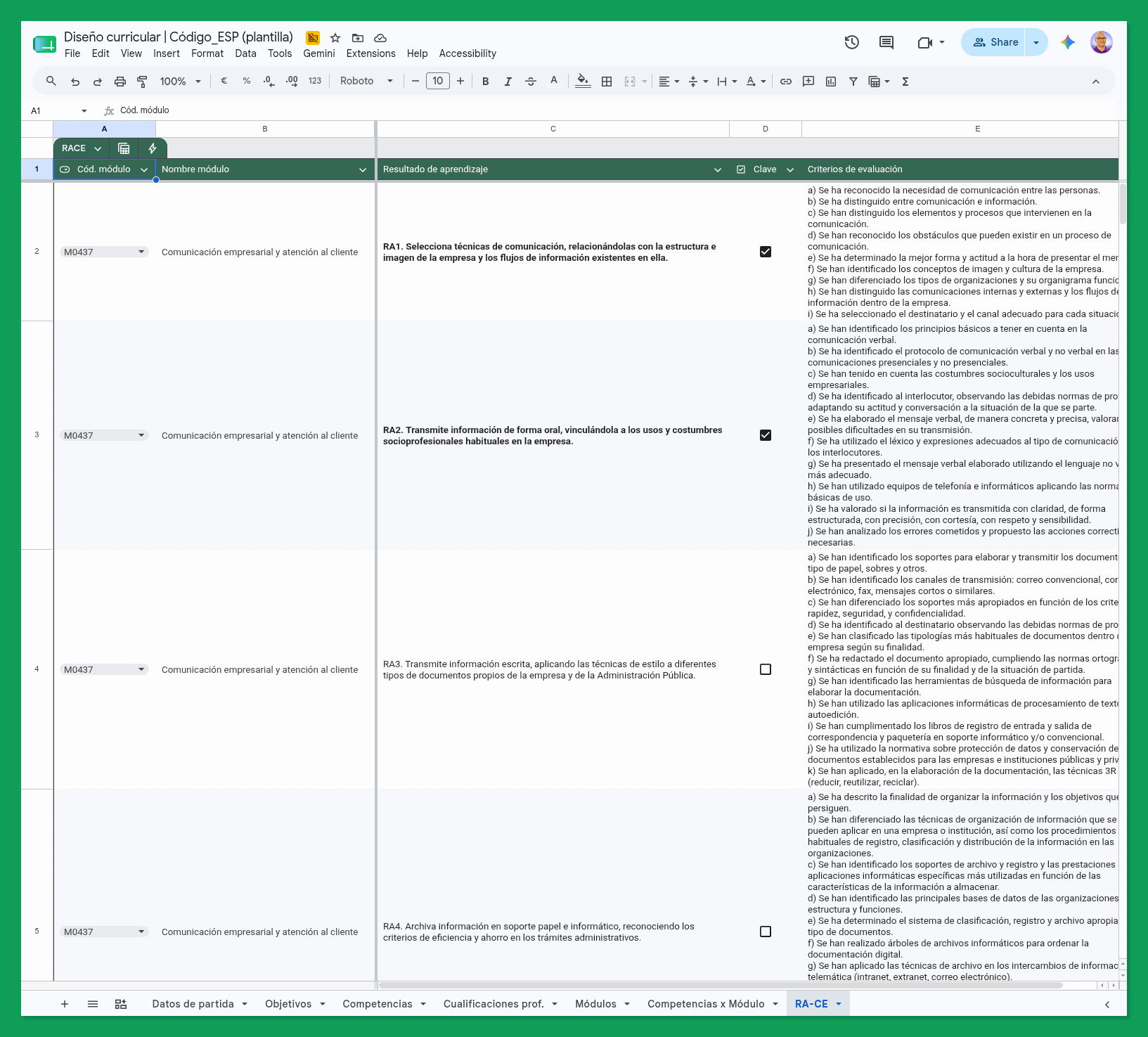 Animación que pasa de una vista de tabla típica de Google Sheets al equivalente interactivo generado con el Canvas de Gemini en Sheets.